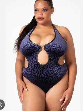 Killstar Purple Leopard Halter barbarella bodysuit
